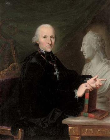 Karl Kaspar Pitz Portrait of a cleric a book in his right hand, by a marble bust oil painting image